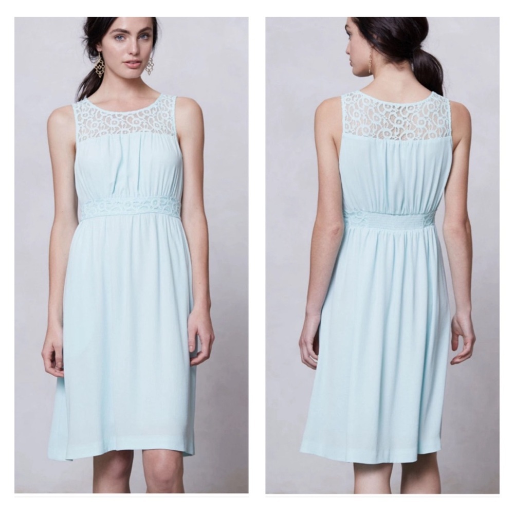 NWT Anthropologie Lace-Yoke Dress Size 2‎ by HD in Paris Women’s SZ 0 in Sky